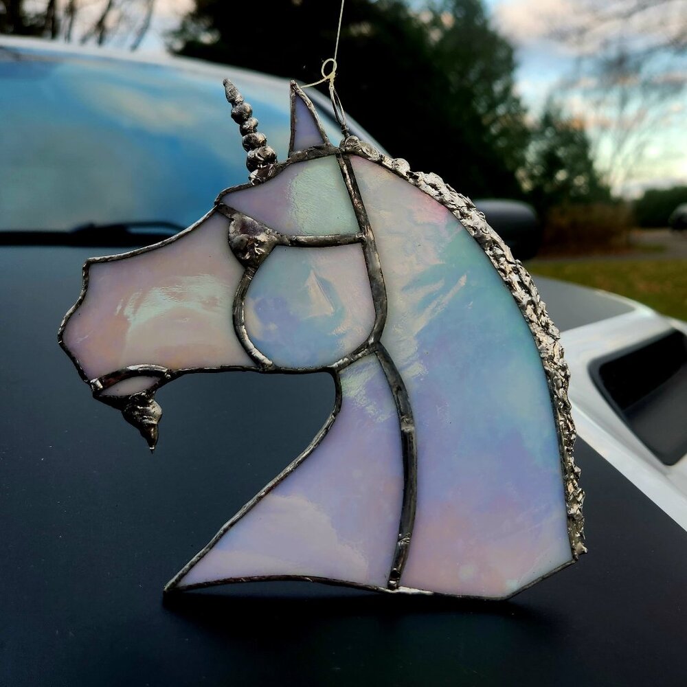 Hand-made locally stained-glass Unicorn suncatcher - Toronto area